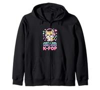 Just A Girl Who Loves K Pop Kawaii Cat Kpop Zip Hoodie