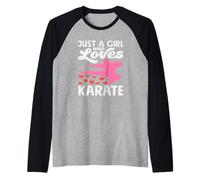 Just A Girl Who Loves Karate Martial Arts Hearts Pink Kids Raglan Baseball Tee