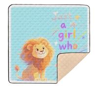 Just A Girl Who Loves Lion Large Non-Slip Baby Playmat for Floor Water Resistant Foldable Activity Gym Mat for Babies Infants Toddlers, 50'' x 50''alfombra de juegos