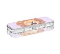 Just A Girl Who Loves Lion Pencil Storage Box Clear 2 Layer Pencil Container For Stationery Supplies With Snap Lid