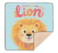 Just A Girl Who Loves Lion Soft Thick Baby Playmat for Floor Comfortable Tummy Time & Crawling Mat for Babies Infants Toddlers, 50'' x 50''