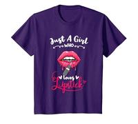 Just A Girl Who Loves Lipstick T-Shirt, Youth, Purple, X-Small
