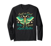 Just A Girl Who Loves Luna Moths Mint Pastel Moth Lover Long Sleeve T-Shirt