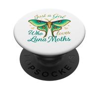 Just A Girl Who Loves Luna Moths Mint Pastel Moth Lover PopSockets Adhesive PopGrip