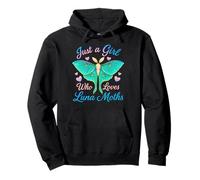 Just A Girl Who Loves Luna Moths Vibrant Moth Art Graphic Pullover Hoodie