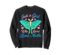 Just A Girl Who Loves Luna Moths Vibrant Moth Art Graphic Sweatshirt