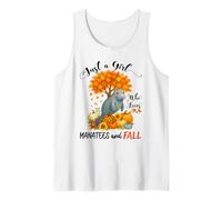Just A Girl Who Loves Manatees and Fall Funny Thanksgiving Tank Top