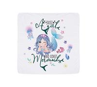 Just a Girl Who Loves Mermaids Ocean Fish Underwater World Art Kids Present White Coloured Double Layer Cotton Baby Blanket.