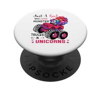 Just a Girl Who Loves Monster Trucks and Unicorns PopSockets Adhesive PopGrip