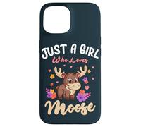 Just A Girl Who Loves Moose Lover Women Flower Floral Case for iPhone 15