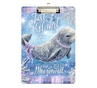 Just A Girl Who Loves Narwhal clipboard Legal Size Acrylic Cute for 5th Grade Classroom Essentials for Teachers Size 9 x 12 Silver