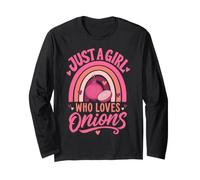 Just A Girl Who Loves Onions Funny Onion Lover Boho Rainbow Long Sleeve T-Shirt
