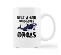 Just a Girl Who Loves Orcas Ocean Sea Whale Ceramic Mug-11oz Coffee Milk Tea Mug Cup with Handle,Gifts for Whale Lovers Girls