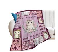 Just A Girl Who Loves Owls Blanket Cute Owl Throw Blanket Super Soft Cozy Lightweight Flannel Fleece Fuzzy Owl Stuff Gifts for Girls Boys Women Teens Adults 50"X40"