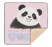 Just A Girl Who Loves Panda Large Sturdy Baby Gym & Activity Mat for Floor Water Resistant Activity Entertainment Mat for Baby Kids Toddlers Infants, 50'' x 50''