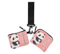 Just A Girl Who Loves Panda Women's Coin Wallet Card Holder Mini Fashion Business Card Case Money Organizer with Zipper Coin Pocket for Daily Use 2 Packs