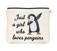Just A Girl Who Loves Penguins Birthday For Best Friend Sister, Penguins Accessories, Animal Lovers Makeup Bag Zipper Purse Christmas Birthday Funny Travel Toiletry Waterproof Zipper Pouch Bag