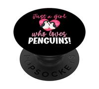 Just A Girl Who Loves Penguins Heart Flippers Predators Tee PopSockets Swappable PopGrip