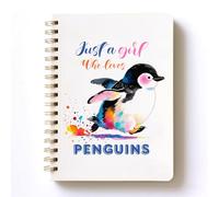 Just A Girl Who Loves Penguins Spiral Notebook Journal, Cute Penguin Gifts for Penguin Lovers,Softcover with Removable Dividers Wire Bound Hardcover 160 Pages/80 Sheets A5(8.4"x 6.4") Diary Book