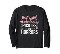 Just a Girl Who Loves Pickles and Horrors Funny Halloween Long Sleeve T-Shirt