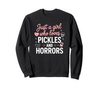 Just a Girl Who Loves Pickles and Horrors Funny Halloween Sweatshirt