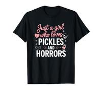 Just a Girl Who Loves Pickles and Horrors Funny Halloween T-Shirt