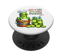 Just A Girl Who Loves Pickles Cute Chef Art PopSockets Adhesive PopGrip