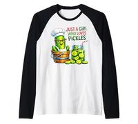 Just A Girl Who Loves Pickles Cute Chef Art Raglan Baseball Tee