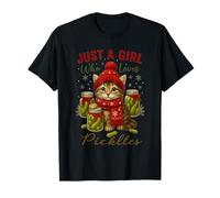 Just a Girl Who Loves Pickles Cute Christmas Cat T-Shirt