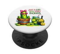 Just A Girl Who Loves Pickles Cute Pickle Art PopSockets Adhesive PopGrip