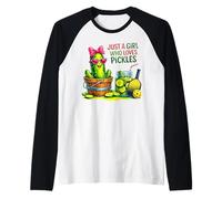 Just A Girl Who Loves Pickles Cute Pickle Art Raglan Baseball Tee
