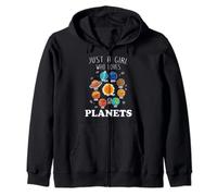 Just A Girl Who Loves Planets & Solar System Space Science Zip Hoodie