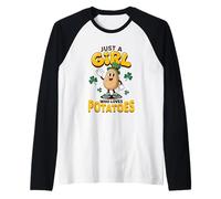 Just A Girl Who Loves Potatoes Spuds St Patrick’s Day Irish Raglan Baseball Tee