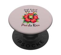 Just A Girl Who Loves Puerto Rico Frog Flower Artwork PopSockets Adhesive PopGrip