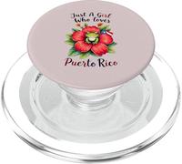 Just A Girl Who Loves Puerto Rico Frog Flower Artwork PopSockets PopGrip for MagSafe