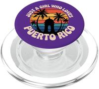 Just A Girl Who Loves Puerto Rico Retro Sunset Artwork PopSockets PopGrip for MagSafe