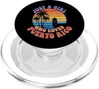 Just A Girl Who Loves Puerto Rico Retro Sunset Artwork PopSockets PopGrip for MagSafe