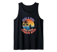 Just A Girl Who Loves Puerto Rico Retro Sunset Artwork Tank Top