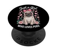 Just A Girl Who Loves Pugs Adopt Rescue Dog Lover PopSockets Adhesive PopGrip