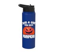 Just A Girl Who Loves Pumpkins Jack O' Lantern Halloween Stainless Steel Insulated Water Bottle