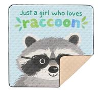 Just A Girl Who Loves Raccoon Large Non-Slip Baby Gym & Activity Mat for Indoor Outdoor Cozy Breathable Travel Play Mat for Baby Toddler Infant, 50'' x 50''