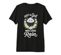 Just A Girl Who Loves Rain Daisy Floral Women Premium T-Shirt