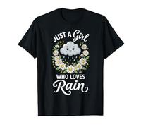 Just A Girl Who Loves Rain Daisy Floral Women Value Graphic T-Shirt