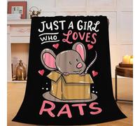 Just A Girl Who Loves Rats Blanket Soft Cozy Mouse Rat Plush Throw Blanket Warm Animal Flannel Fleece Stuff Decor Blanket Gifts for Lover Teens Kids Girls Boys Women Adults Bed Travel 40"x50"