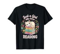 Just a Girl Who Loves Reading Bookish Kitten Books T-Shirt