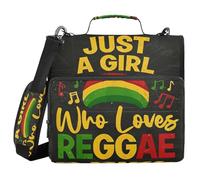 Just A Girl Who Loves Reggae 3 Ringing 1.5 inch Zippered Binder Bag with Handle Includes Zip Pocket Document Binder Organizer for School/Office