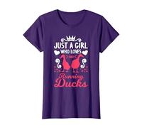 Just a Girl who Loves Running Ducks Indian Running Duck T-Shirt, Women, Purple, Small