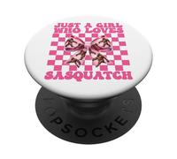 Just A Girl Who Loves Sasquatch Bigfoot Coquette Bow PopSockets Adhesive PopGrip