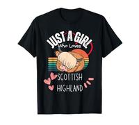 Just A Girl Who Loves Scottish Highland Retro Vintage Scott T-Shirt