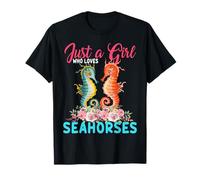 Just A Girl Who Loves Seahorses Floral Flower Seahorse Lover T-Shirt